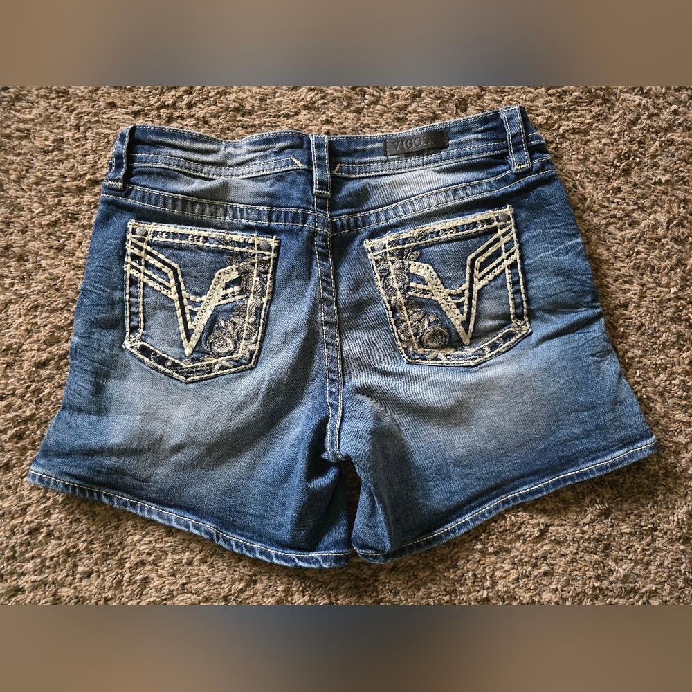 Vigoss Blue Jean Shorts with Decorative Stitching